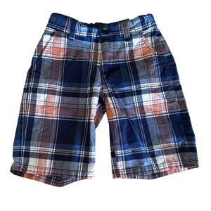 Janie and Jack Plaid Chino Shorts - Orange & Blue - Size 6
